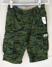 NWT Boys GAP Green Camo Camouflage Chino Cargo Shorts Adjustable Waist, Size 12