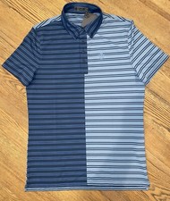 New G/Fore Split Stripe FJORD Navy/Lght Blue Tech Jersey Golf Polo - Men's Small