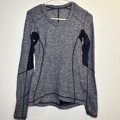 Lululemon Star Runner Women Activewear Top 4 Gray Zipped Pocket Long Sleeve Tee