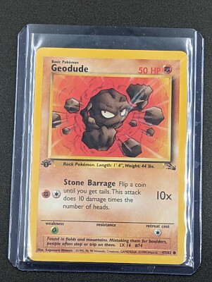 GEODUDE Pokemon Card - WOTC - 1st Edition - Fossil - 47/62 - Near Mint NM | eBay GEODUDE Pokemon Card - WOTC - 1st Edition - Fossil - 47/62 - Near Mint NM | eBay