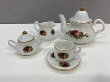 Royal Albert Old Country Roses Miniature Tea Set 1962 Repro missing Tray 
