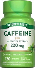 Caffeine Pills 220mg | 120 Tablets | with Green Tea Extract | by Nature's Truth
