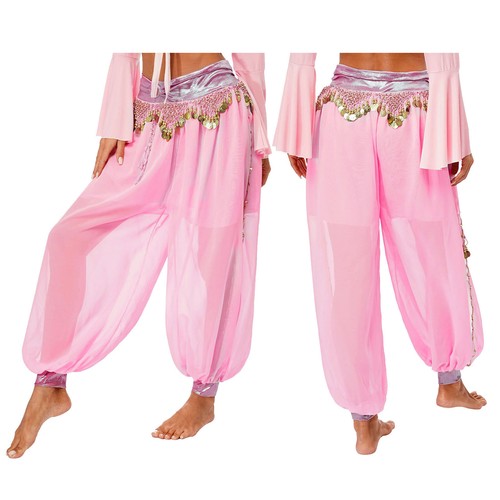 Women Belly Dance Harem Pants Sequin Tassel Trousers Arabic Performance Costume - Picture 100 of 117