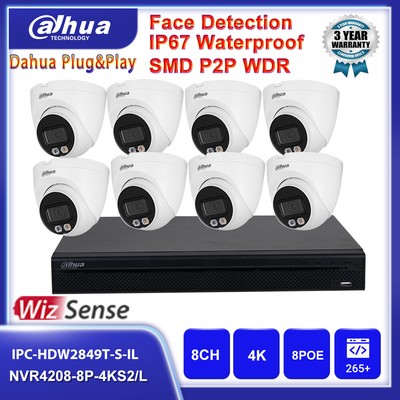 Dahua Security System 8CH 8MP IP Camera IPC-HDW2849T-S-IL Full Color Mic SMD Lot