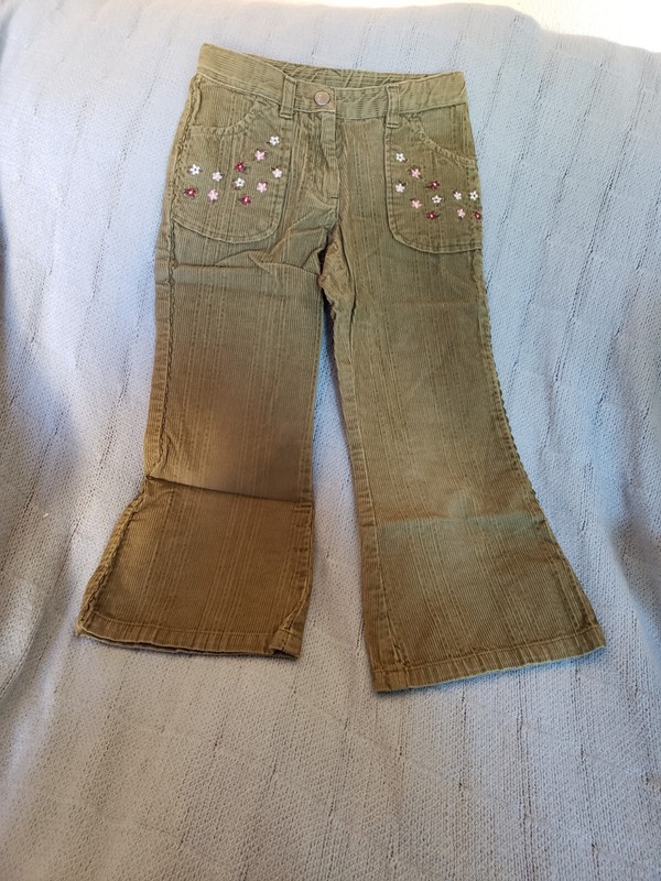 Gymboree Outlet Pretty In Plum Girl Size 4 Green Cordoroy Pants EUC Embroidered 