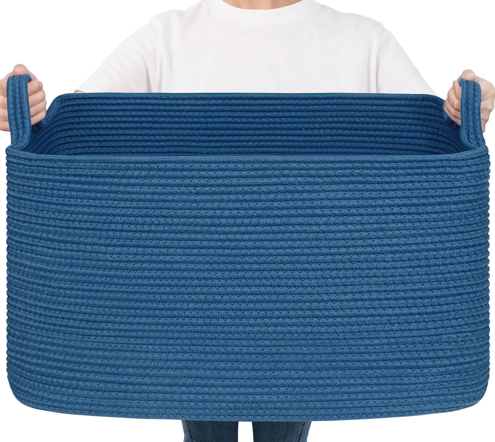 Large Blanket Basket, Storage Baskets for Organizing, Rectangle Woven Baskets...