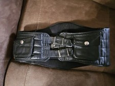 Quality Riding Gear by Custom Chrome Black Leather Motorcycle Back Brace Belt Sm