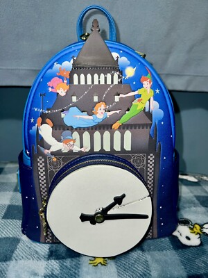 Loungefly Disney Peter Pan Clock Glow In the Dark Mini Backpack *defect