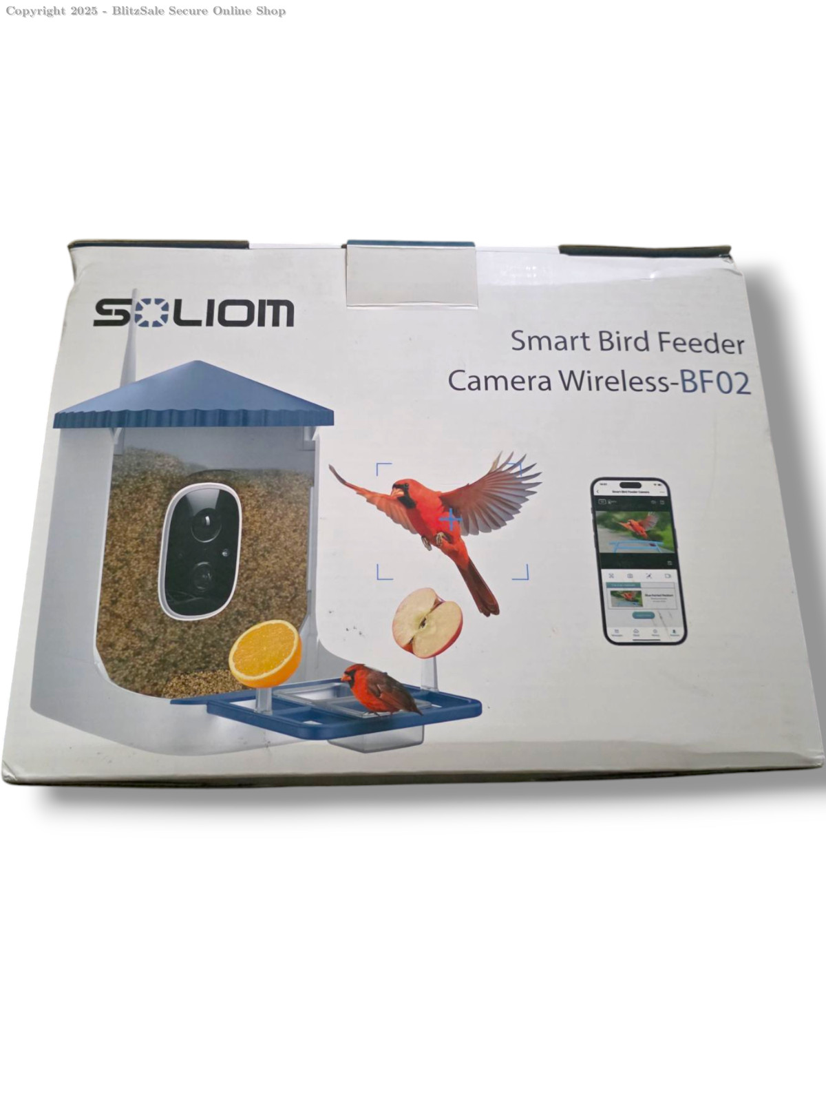 SOLIOM BF02 Bird Feeder with Camera Wireless Outdoor, 2K HD Wild Bird Watchin...