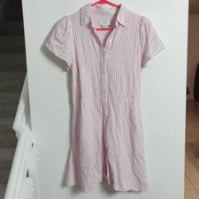 Alexis for Target Dress Womens XXS Striped Tulip Sleeve Mini Short White Pink