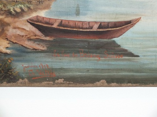 Großes Ölgemälde - Schweizer Landschaft Brienzersee - signiert Tal 1912 - Bild 5 von 12