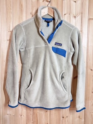 Patagonia Jacket Women's Sz XS Gray Tan Re-Tool Snap T Pullover Fleece Polartec