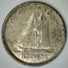1948 Canada 10 Cents SILVER Extra Fine Dime Circulated XF Coin Canadian 10c