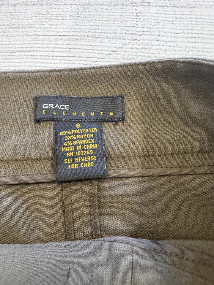 Falda Grace Elements para mujer 8 marrón plisada hebilla uso profesional bolsillos elásticos Foto 3 de 4