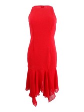 Aidan Mattox Women's Crepe/Chiffon Mid-Calf Cocktail Dress