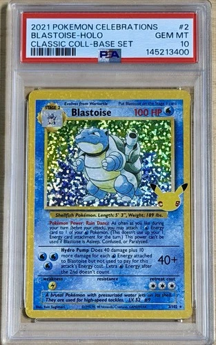2021 Pokemon Blastoise Celebrations Classic Collection Holo 2/102 PSA 10 GEM 💎