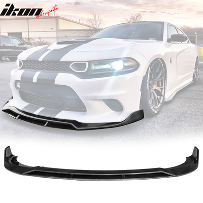 Fits 15-23 Dodge Charger SRT V2 Style Gloss Black Front Bumper Lip Spoiler 4PCS
