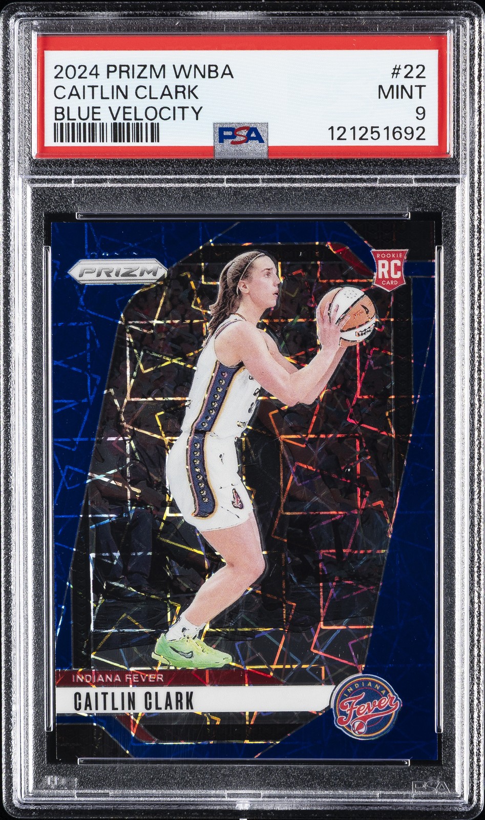 2024 PANINI PRIZM WNBA BLUE VELOCITY #22 CAITLIN CLARK PSA 9