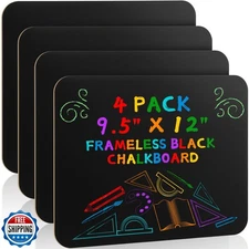 Humyoun 4 Pcs Chalk Board 9.5" x 12" Frameless Chalkboard for Kids Mini Woode