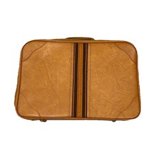 Valigia semirigida vintage - ecopelle con righe intrecciate