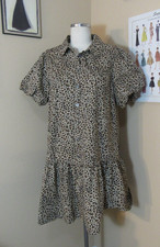 Women's J.Crew Outlet Leopard Shirtdress w/Bubble Short Sleeves Size 12