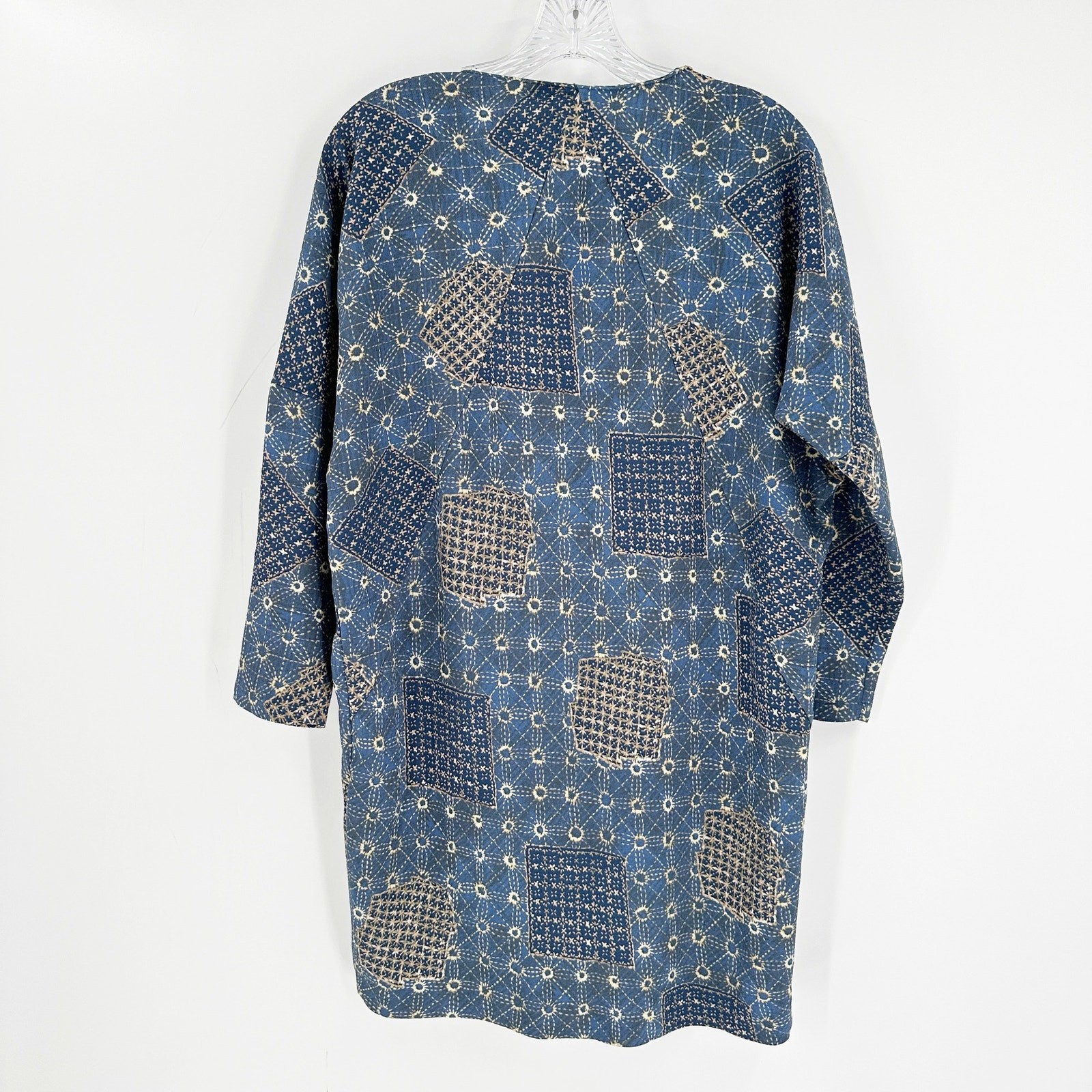 ZARA Basic Blue Printed Crew Neck 3/4 Sleeve Tuni… - image 4