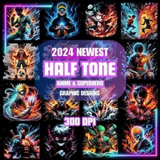 300+ NEWEST HALFTONE Graphic Designs | Anime & Superhero T-shirt designs