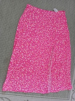 Leichter Sommerrock mit Schlitz von H&M Gr.44. Pink Geblümt Pflegeleicht Viskose