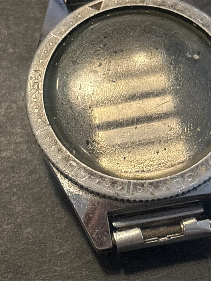 D04 Divers Style Silver Tone Watch Head With Speidel Band Parts Repair Restore - Image 2 of 4