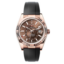 Rolex Sky-Dweller Watch 42MM Chocolate Index Hour Markers Dial Rose Gold