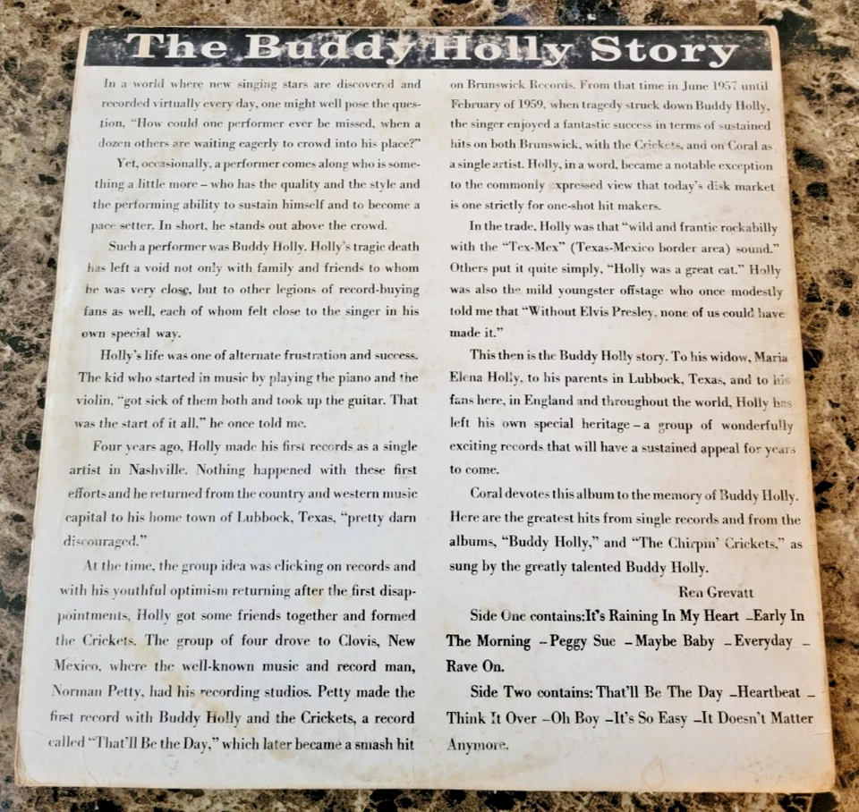 The Buddy Holly Story - Carol Records CRL57279 Buddy Holly and The Crickets - Image 2 of 2