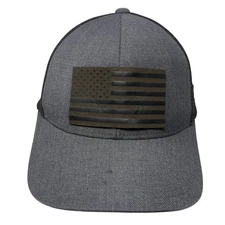 American Flag Snapback Trucker Hat Gray One Size Mesh Back Flexfit Branded Bills