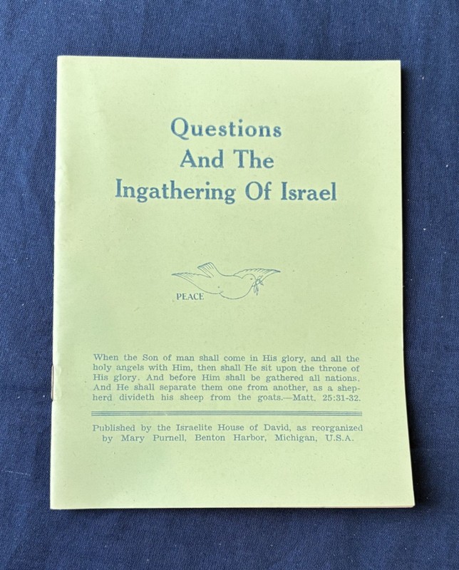 Questions & the Ingathering of Israel * c.1927 House of David * Benton Harbor MI
