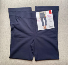 NEW Felina Women's Tummy Control Pull-On Kick Crop Pant, Navy Blue, Med 8-10 