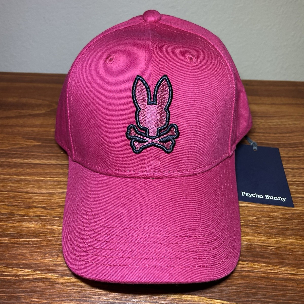 Psycho Bunny Walter Baseball Cap Bunny Adjustable Hat Persian Red (Hot  Pink) NEW