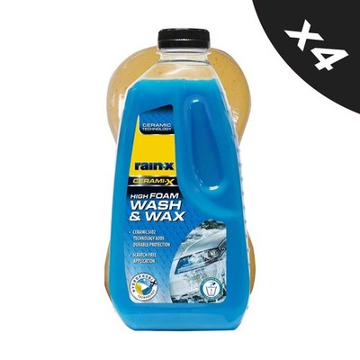 RainX Wash and Wax Keramik Hochschaum 4x1L mit Schwamm Tiefenreinigung & UV-Schutz