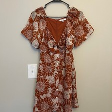 Madewell Silk Tie-Front Mini Dress Sunflower Print Size 0P – Excellent Condition