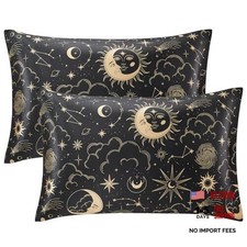 Satin Pillowcase for Hair and Skin - Black Standard 20"x26" 01 Black Sun