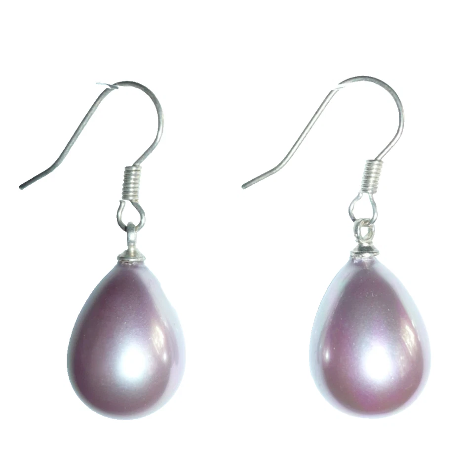 3,2 cm kurze Tropfen Perlen Ohrringe Ohrhänger rose metallic Perle NEU + TOP - Bild 4 von 4