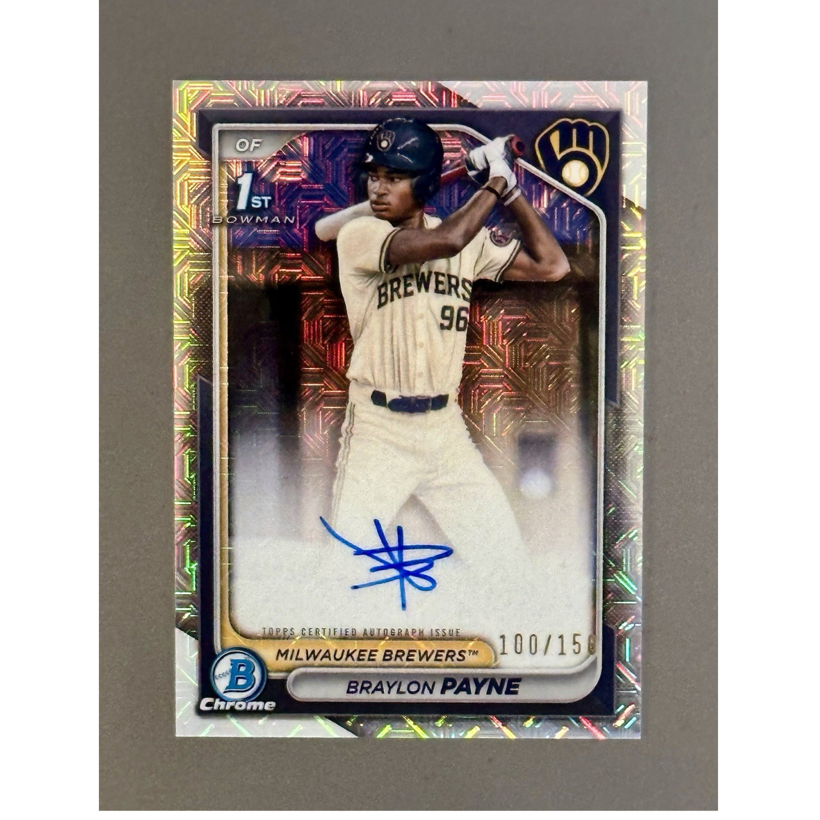 2024 Bowman Chrome Braylon Payne 1st Auto /150 HTA Choice Refractor Brewers