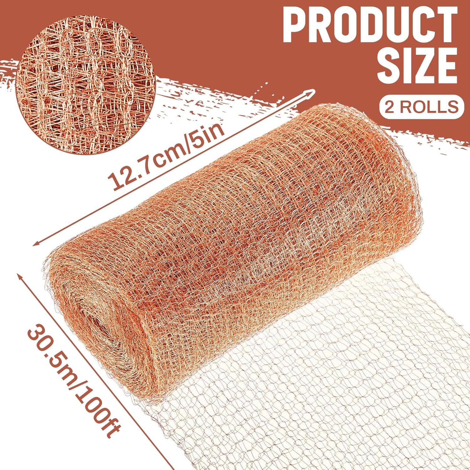 Gisafai 5" x 200 ft Copper Mesh Rodent Control Copper Wool for Slugs Rustproof