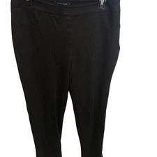 White House Black Market Black Mid Weight Dressy Leggings w/Silver Ankle Detail