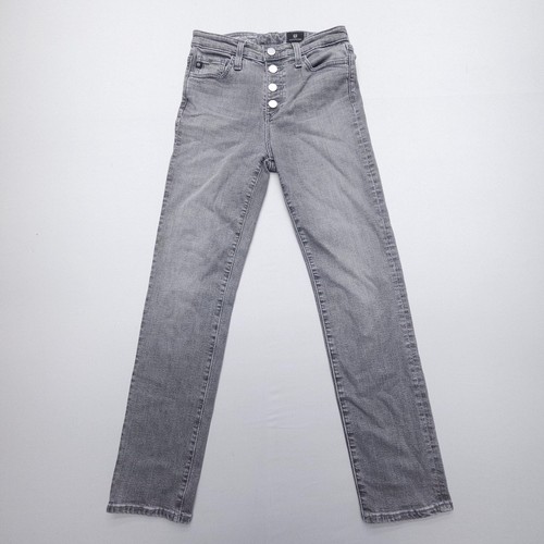 AG Adriano Goldschmied Isabelle Button Fly High Rise Straight Crop Jeans Gr. 25