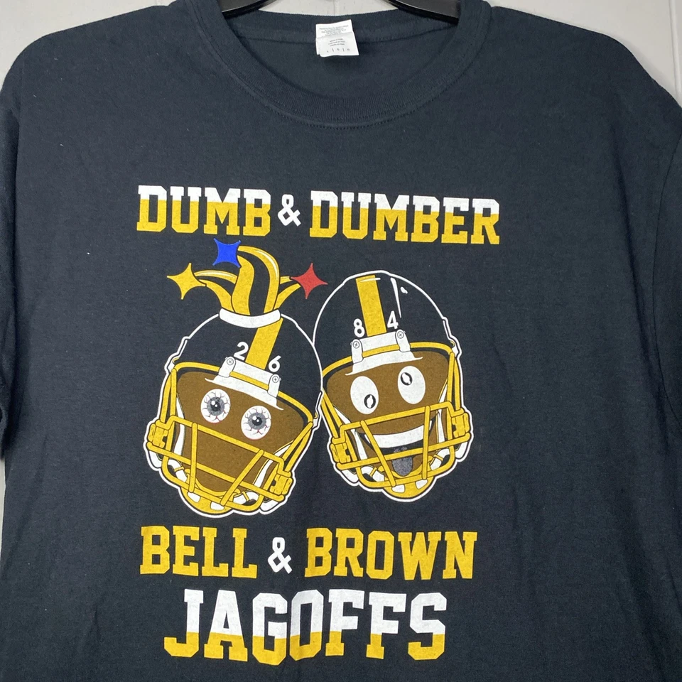 Camiseta De Colección Pittsburgh Steelers Divertida Adulto Grande Jagoffs Campana Marrón L 22x30 Foto 2 de 4