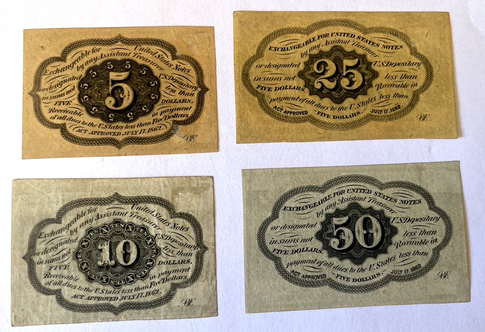Fractional Postage Currency 1st Issue 5,10,25,50c Straight Edge ABC UNC - Image 2 of 2