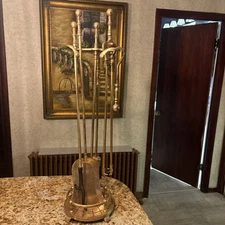 Ball Top 5 Pcs Brass Fire Tool  Set ~ Jewel #357