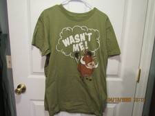 Disney Store T-shirt Shirt Lion King Pumba Wasn't Me XL Cotton Olive Green