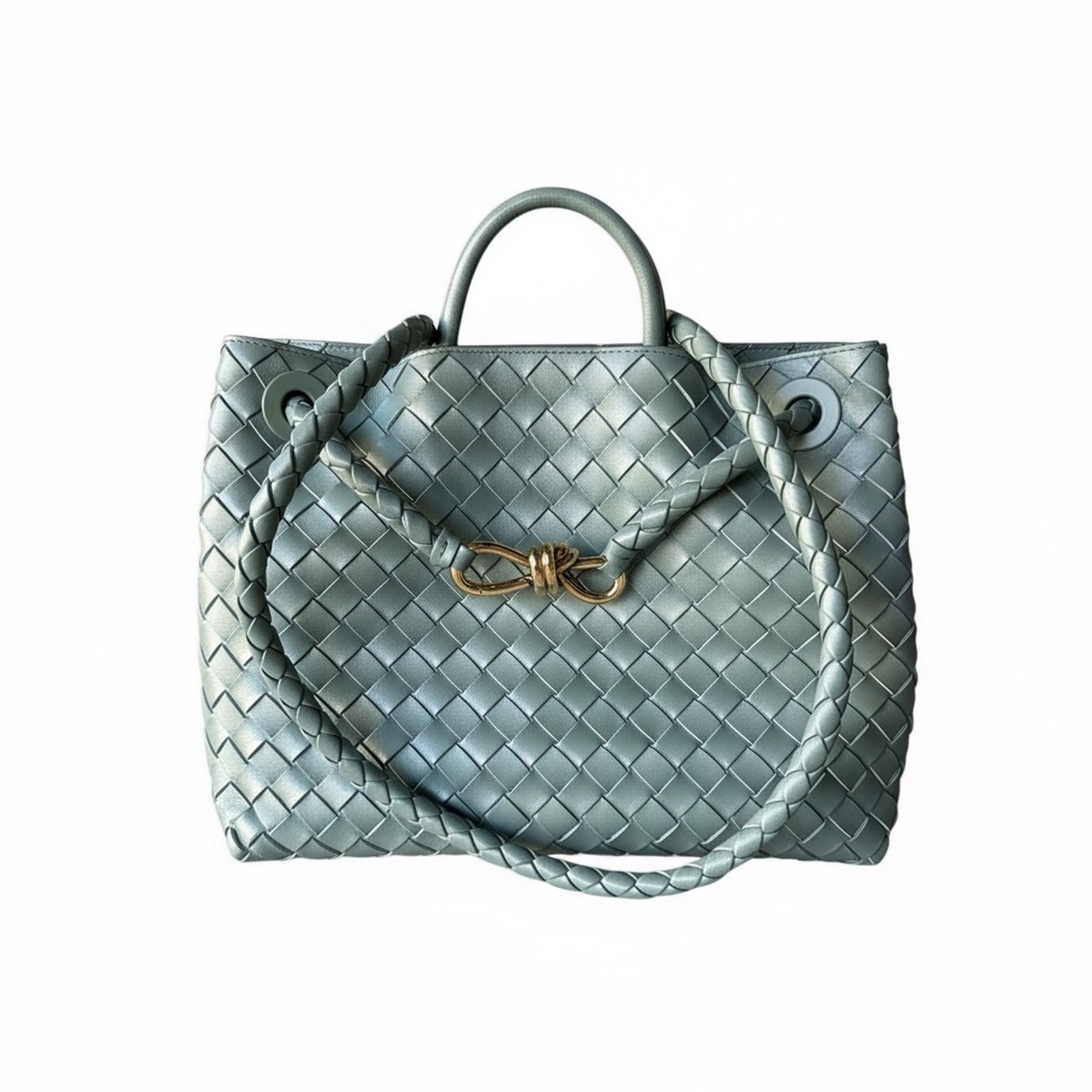 BOTTEGA VENETA ANDIAMO MEDIUM BAG ALOE LEATHER STRAP WOMEN'S TOP