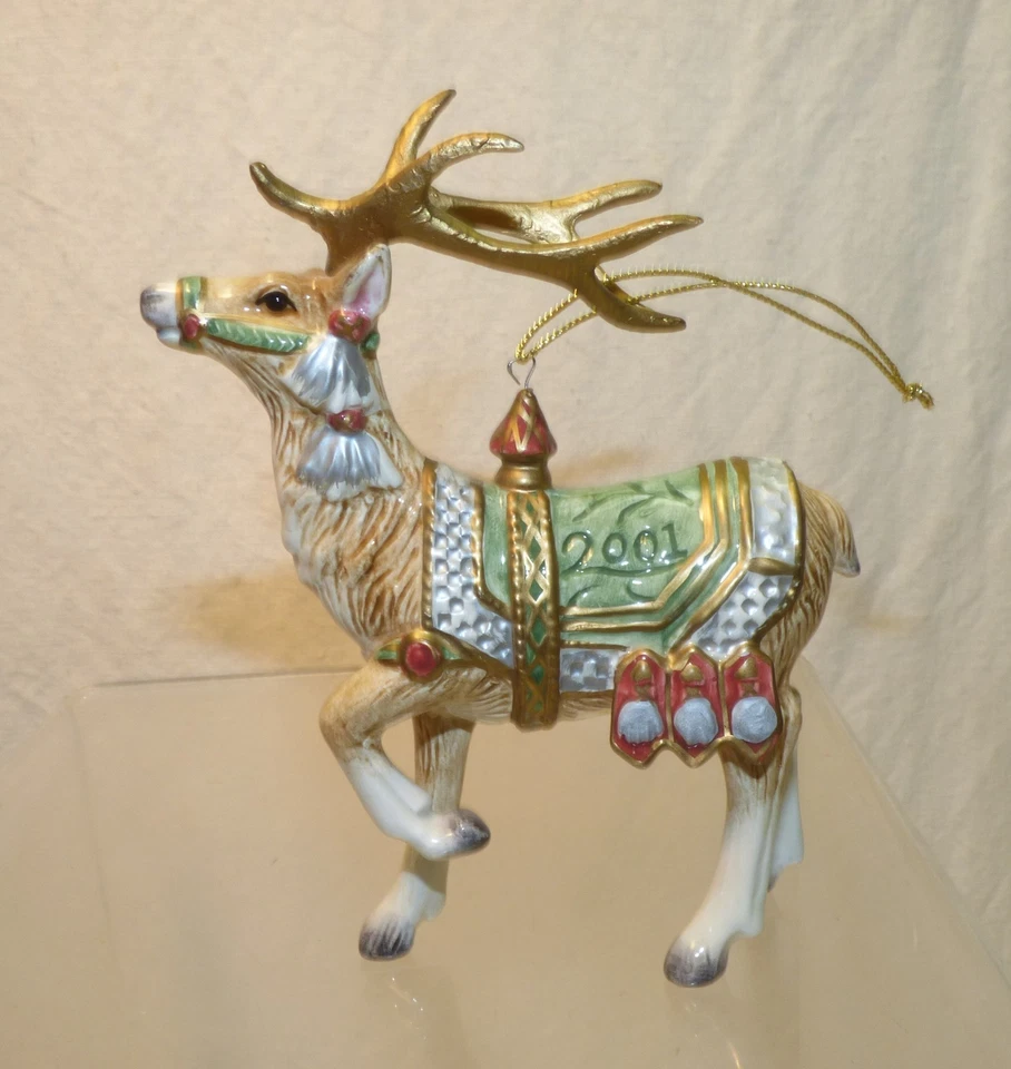 Vtg 2001 Fitz & Floyd Classics REINDEER Porcelain Xmas Tree Ornament w/ Box READ - Image 2 of 4