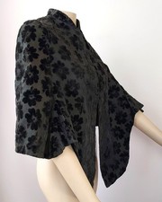 ANTIQUE 1870 VICTORIAN FLORAL CUT VELVET BUSTLE BACK DOLMAN CAPE JACKET WEARABLE